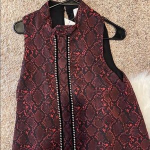 Tags Attached- Red and Black Snakeskin Silk Tank